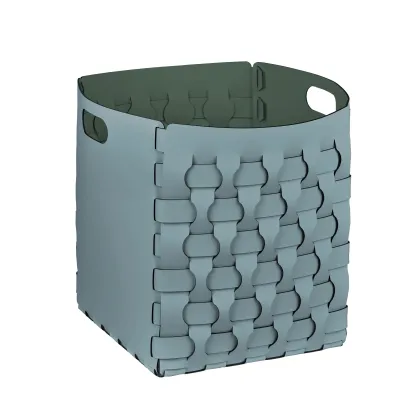 Zdjęcie Wysoki skórzany kosz Dubai w kolorze błękitnym