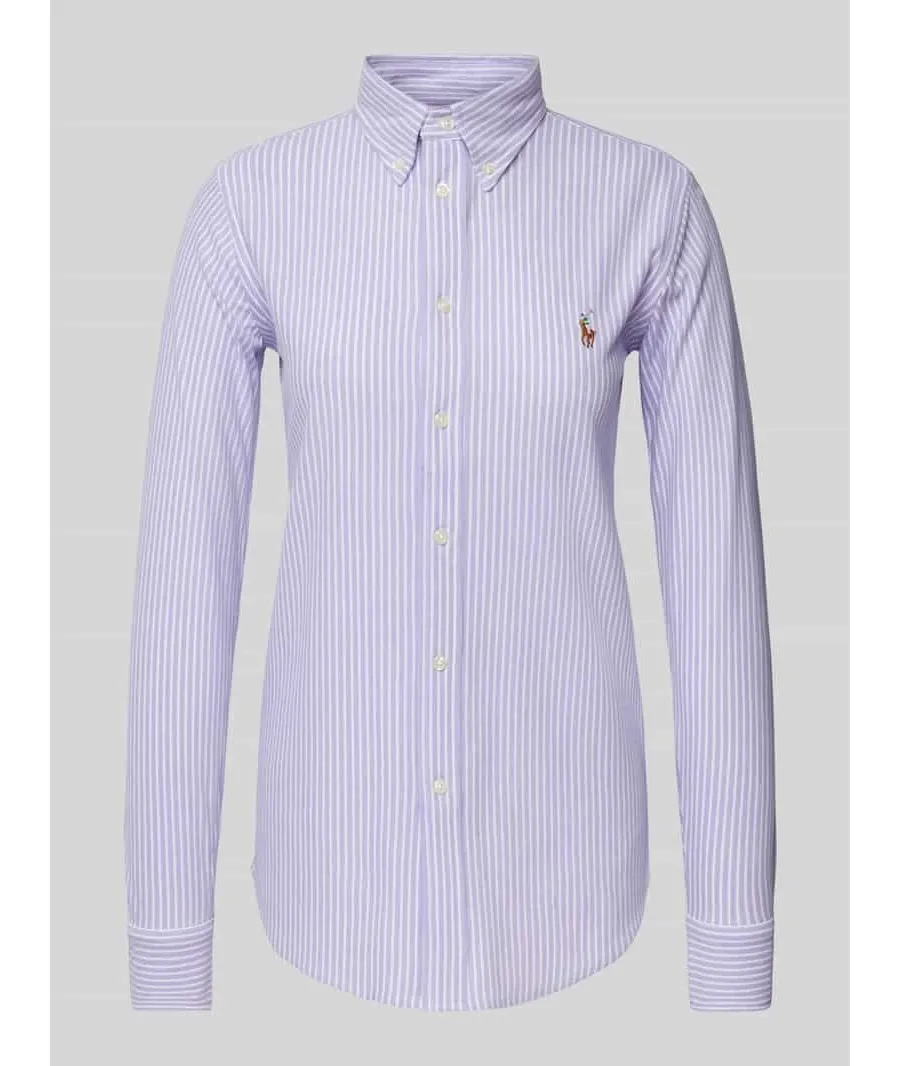 obrazek 1 Bluzka koszulowa o kroju regular fit z wyhaftowanym logo