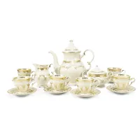Zdjęcie Stylowy 15-elementowy komplet do kawy mokki z porcelany z kolekcji Ivory wedding sonata – Leander