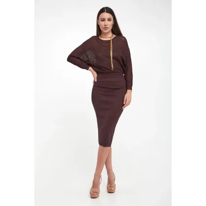 Zdjęcie Sukienka błyszcząca midi ELISABETTA FRANCHI Elisabetta Franchi