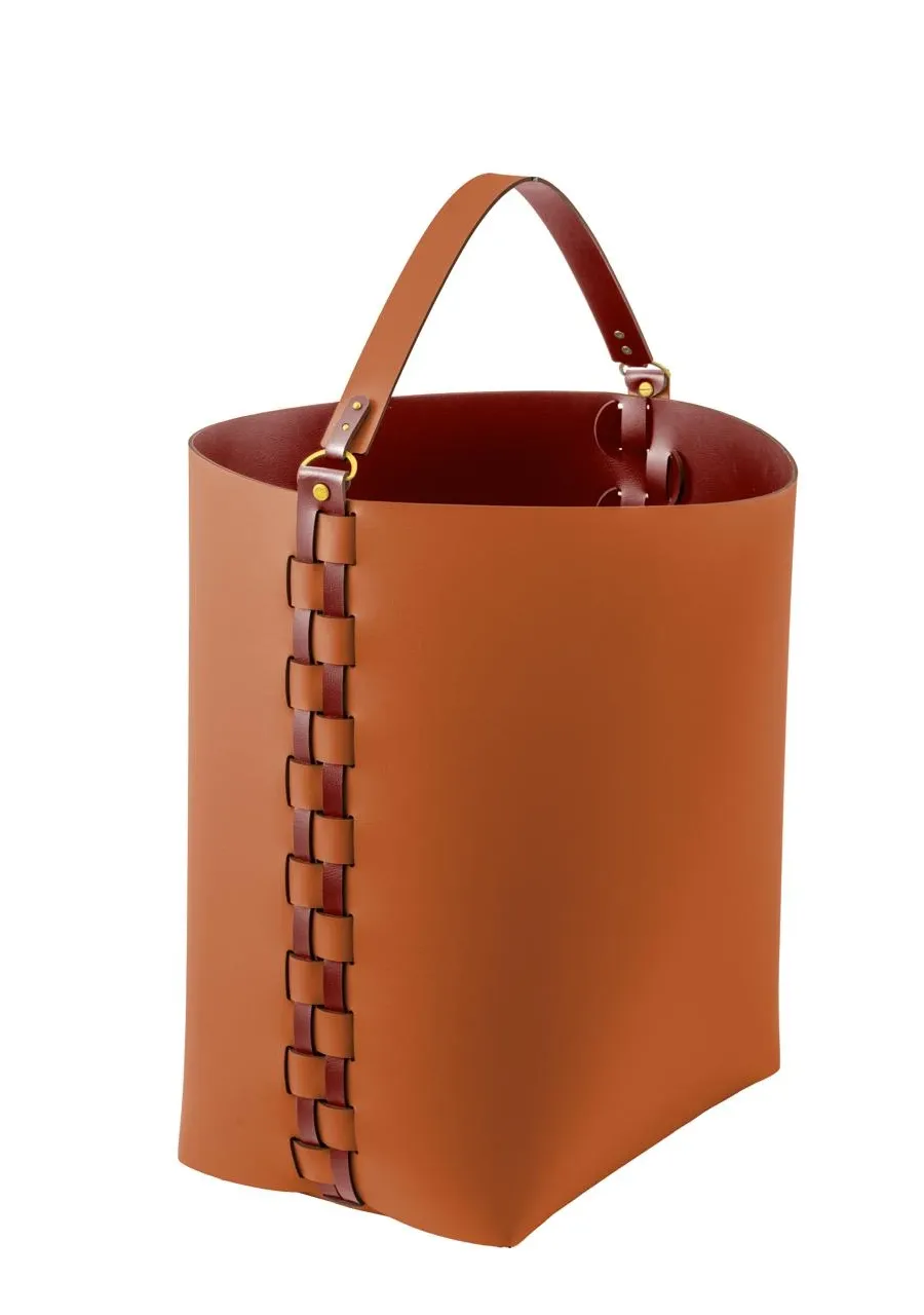 obrazek 1 Stylowy koszyk Helena w kolorze koniakowym z rączką