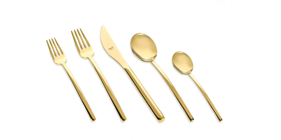 obrazek 1 Designerski włoski 30-elementowy zestaw sztućców Moka z kolekcji Due Oro