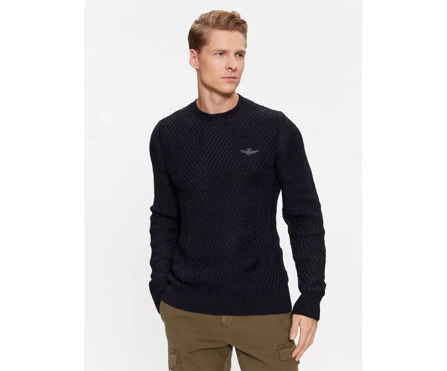 obrazek 1 Aeronautica Militare Sweter 232MA1457L509 Granatowy Regular Fit