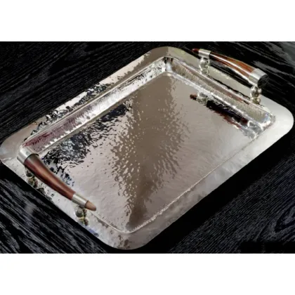 Picture Luxurious silver plated brass tray with horns