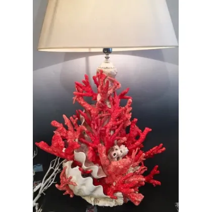 Zdjęcie Wyjątkowa włoska lampa z podstawą z czerwonego koralowca