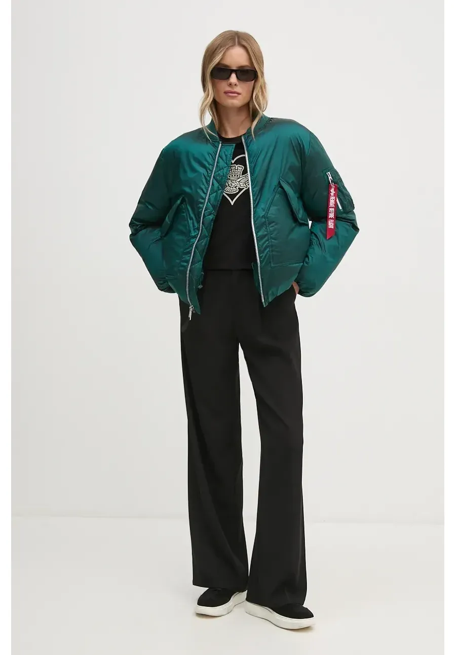 obrazek 1 Alpha Industries kurtka damska kolor turkusowy zimowa oversize 148004