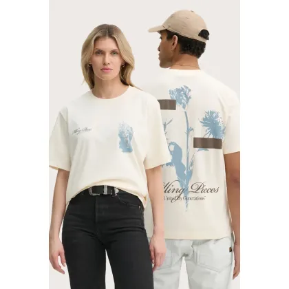 Zdjęcie Filling Pieces t-shirt bawełniany kolor beżowy z nadrukiem 74499859936