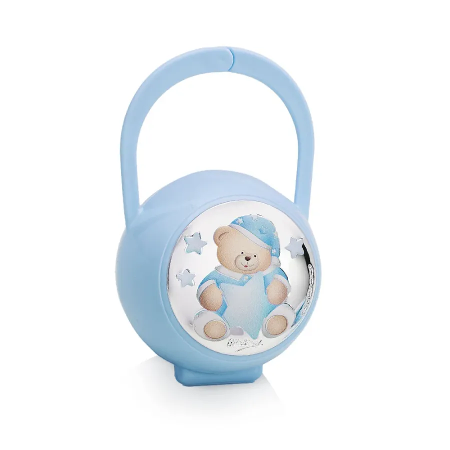 obrazek 1 Oryginalny niebieski uchwyt na smoczek „Miś”