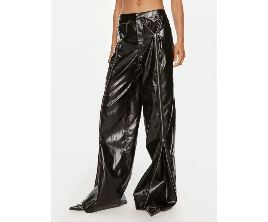 obrazek 1 ROTATE Spodnie z imitacji skóry Dixie 112960100 Czarny Wide Leg
