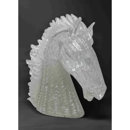 Zdjęcie Elegancka rzeźba głowy konia wykonana ze szkła Murano i srebra