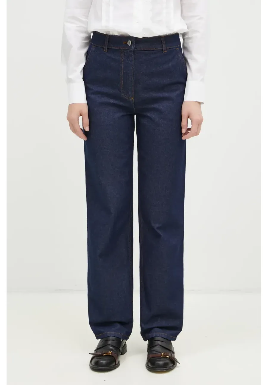obrazek 1 Maison Kitsuné jeansy Straight Denim damskie high waist NW01113WW0081