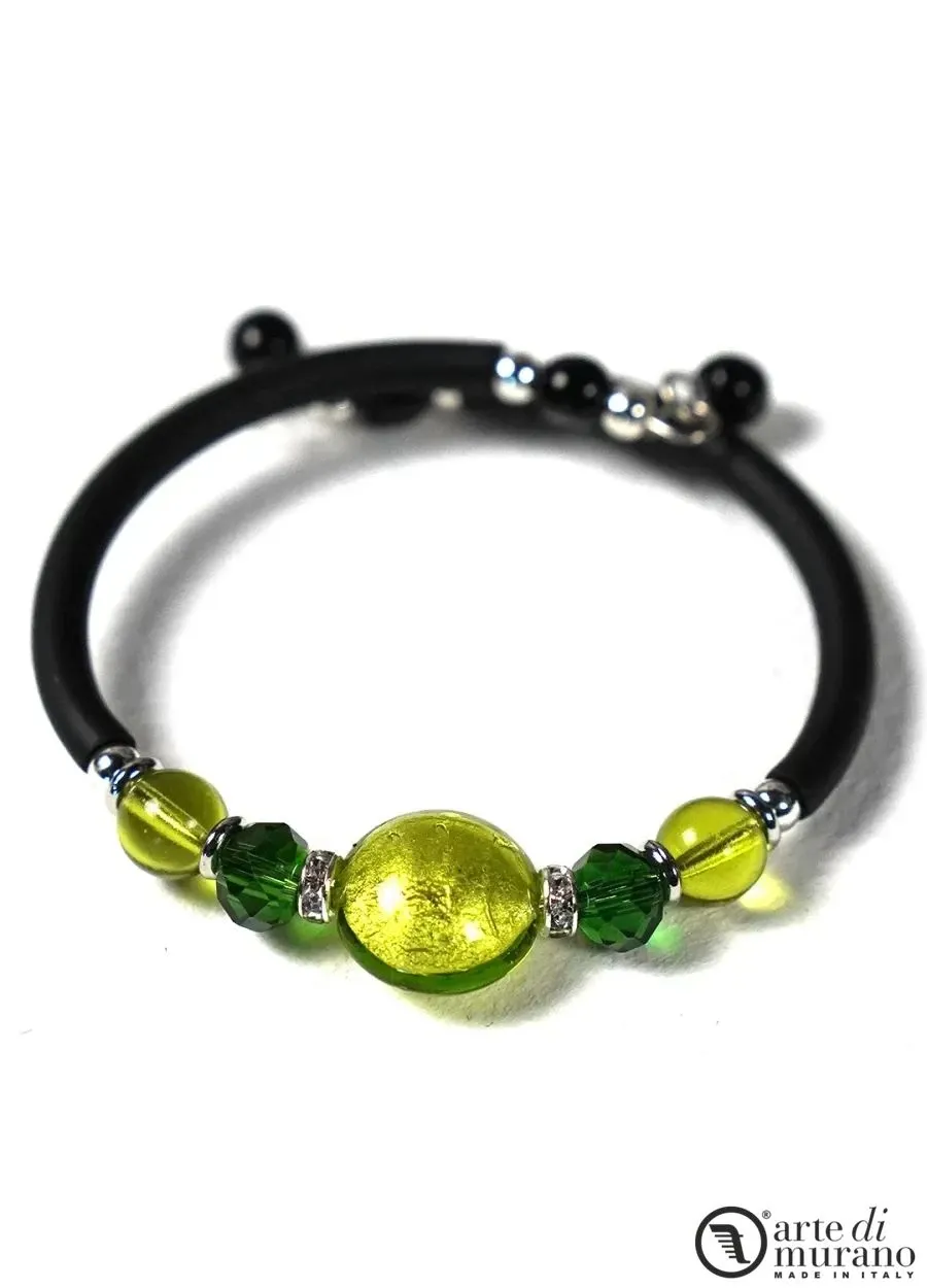 obrazek 1 Luksusowa zielona bransoletka z koralikami Murano