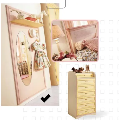 Zdjęcie Przepiękny dziewczęcy panel z lustrem, półką i wieszakami 180cm - Ferretti e Ferretti