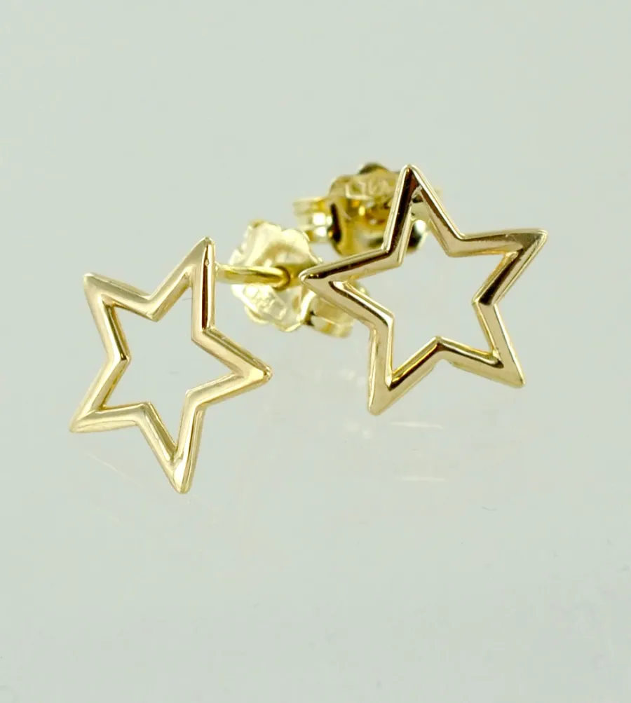 obrazek 5 Włoskie ażurowe kolczyki gwiazdki z żółtego złota