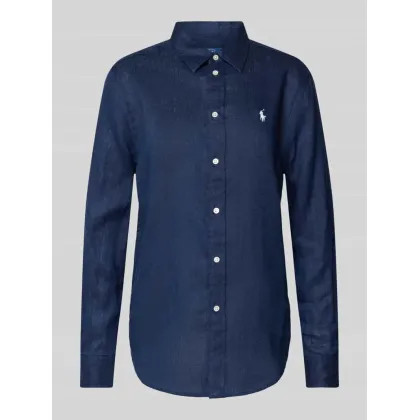 Zdjęcie Bluzka koszulowa o luźnym kroju z czystego lnu z listwą guzikową