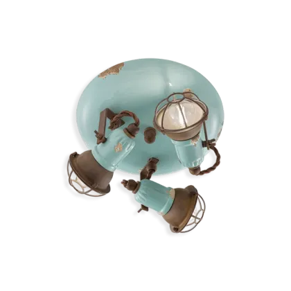 Zdjęcie Wyjątkowa włoska plafoniera Loft z trzema światłami w stylu retro