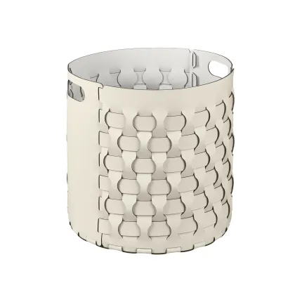 Zdjęcie Skórzany okrągły kosz Dubai Ø40xH40 cm w kolorze waniliowym