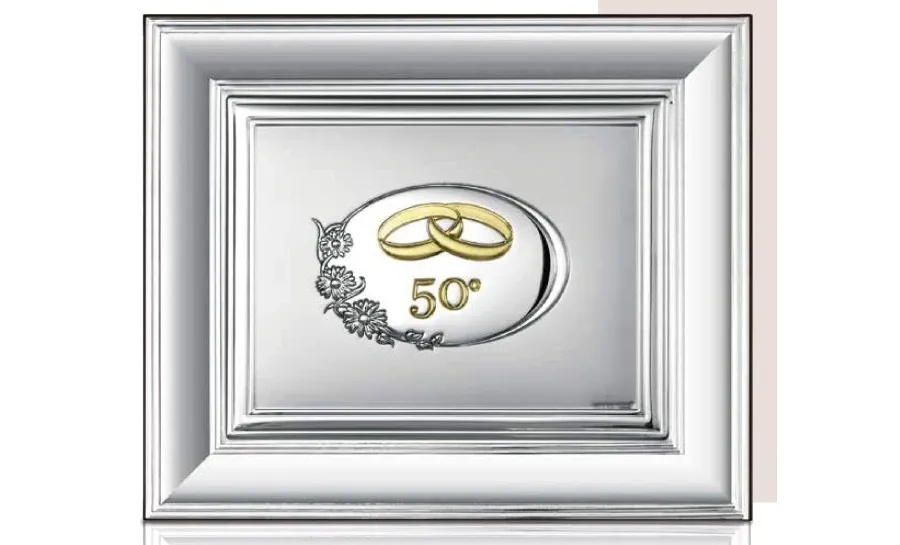 obrazek 1 Piękna srebrna ramka 13х18 cm ze srebrną płytą na 50 rocznicę ślubu