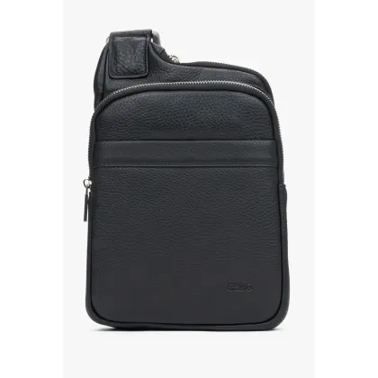 Zdjęcie Estro: Czarna saszetka męska ze skóry naturalnej z regulowanym paskiem