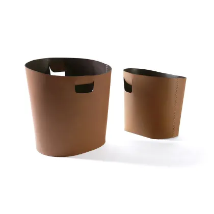 Picture A unique Italian leather basket with handles