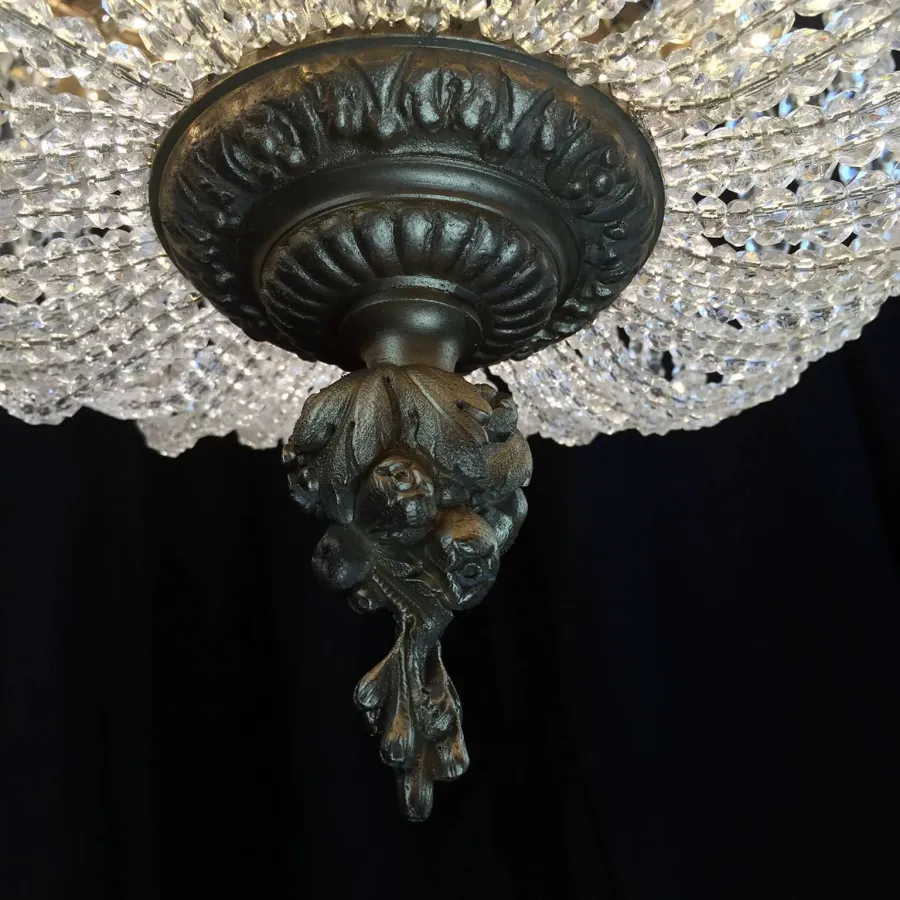 obrazek 6 Elegancki XIX-wieczny żyrandol Empire z kryształu i złoconego brązu