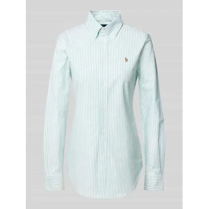 Zdjęcie Bluzka koszulowa o kroju slim fit z wyhaftowanym logo