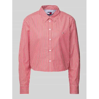 Zdjęcie Bluzka koszulowa krótka z wyhaftowanym logo model ‘POIPLIN’