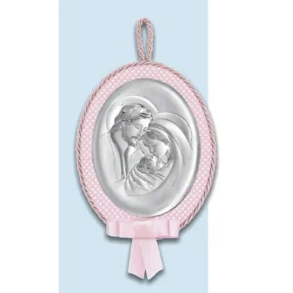 Picture A unique music box with a depiction of the holy family in pink