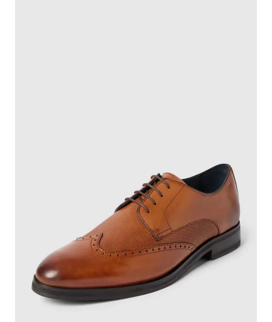 obrazek 1 Buty derby ze skóry bawolej z wytłoczonym logo