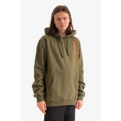 Zdjęcie Maharishi bluza bawełniana Miltype męska kolor zielony z kapturem z aplikacją 9756.OLIVE-OLIVE