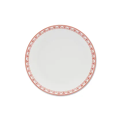 Zdjęcie Elegancki talerz deserowy z porcelany z pięknym czerwonym zdobieniem - Leander