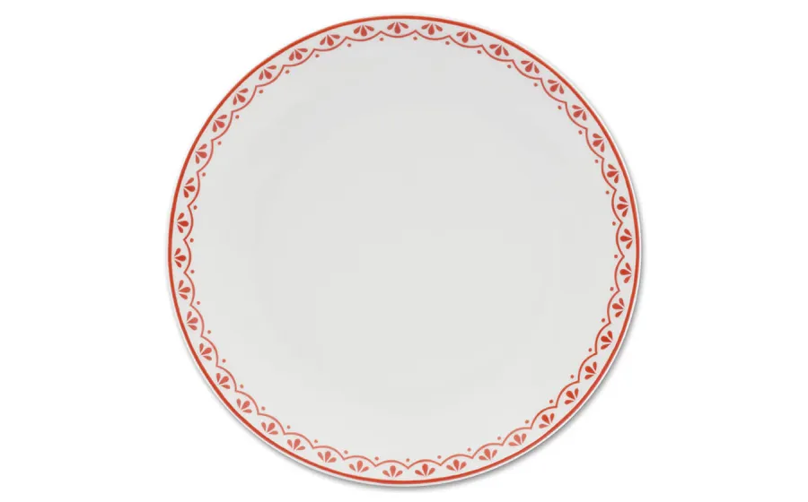 obrazek 1 Elegancki talerz deserowy z porcelany z pięknym czerwonym zdobieniem - Leander
