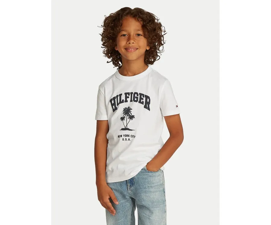 obrazek 1 Tommy Hilfiger T-Shirt Palm Print KB0KB09649 D Biały Regular Fit