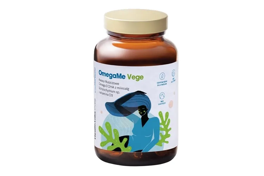 obrazek 1 Health Labs Care OmegaMe Vege Kwasy tłuszczowe omega-3 DHA z alg morskich z witaminą D3 Kapsułki
