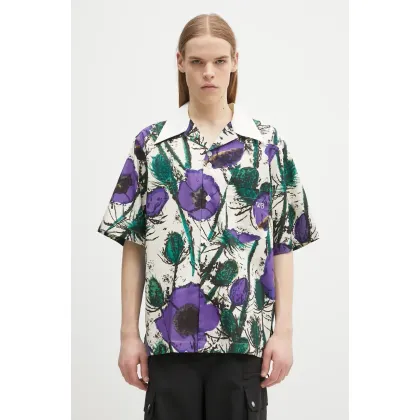 Zdjęcie Wales Bonner koszula bawełniana Highlife Bowling męska kolor fioletowy relaxed MS25SH08.CO06.0725