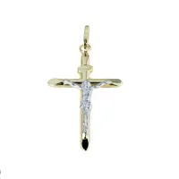 Picture Men's two-color cross with Christ, dimensions 32x20mm