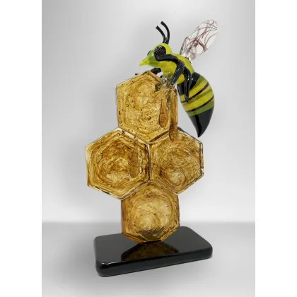 Zdjęcie Miód z pszczołą rzeźba ze szkła Murano
