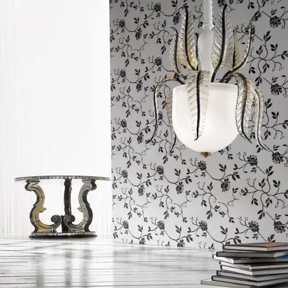 Zdjęcie Oryginalny żyrandol LD90/3 ze złoto-czarnymi szklanymi liśćmi