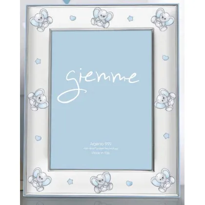 Picture Beautiful silver frame 13x18 cm decorated with pink elephants