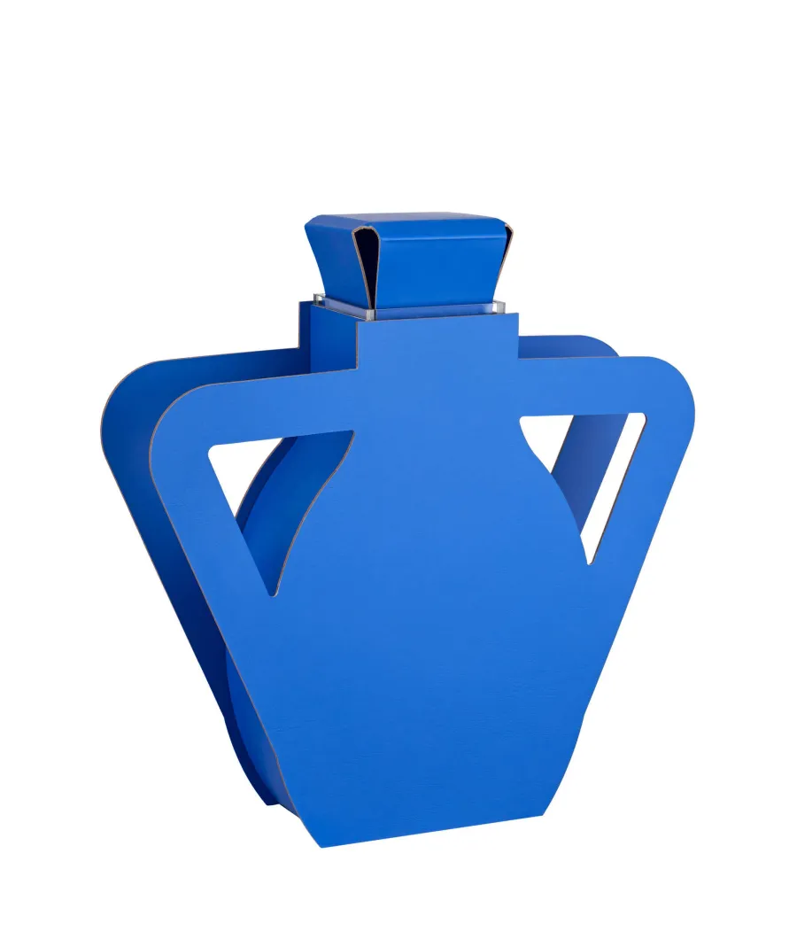 obrazek 3 Designerski skórzany wazon Otto 9x41xH44 cm w wyjątkowym kolorze błękitu Majorelle