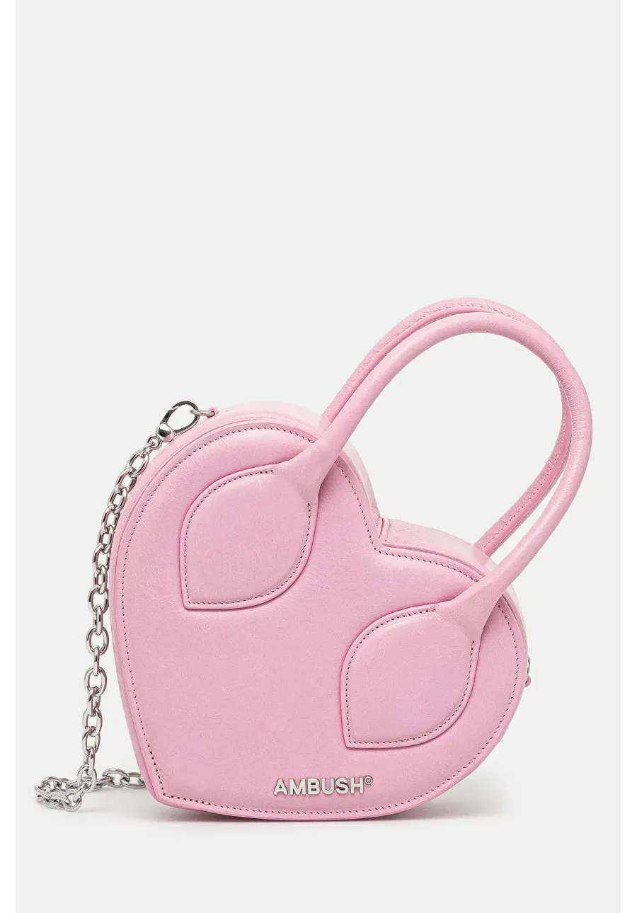 obrazek 1 AMBUSH torebka skórzana Heart Top Handle Bag kolor różowy 12115033