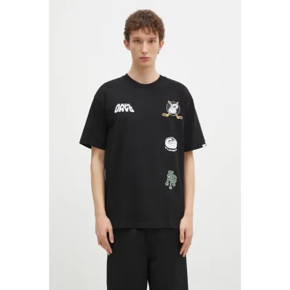 Zdjęcie AAPE t-shirt bawełniany Theme Main męski kolor czarny z nadrukiem AAPTEM1550XXN