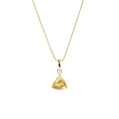 Zdjęcie Wisiorek z żółtego złota z cytrynem o szlifie trillion KLENOTA