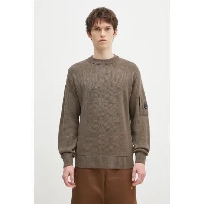Zdjęcie C.P. Company sweter wełniany Knitwear Crew Neck In Re-Wool męski kolor beżowy 17CMKN228A006595A