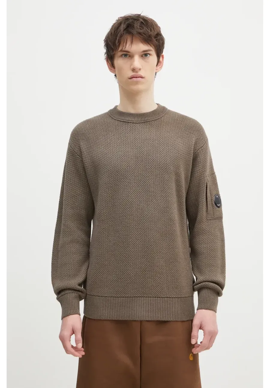 obrazek 1 C.P. Company sweter wełniany Knitwear Crew Neck In Re-Wool męski kolor beżowy  17CMKN228A006595A