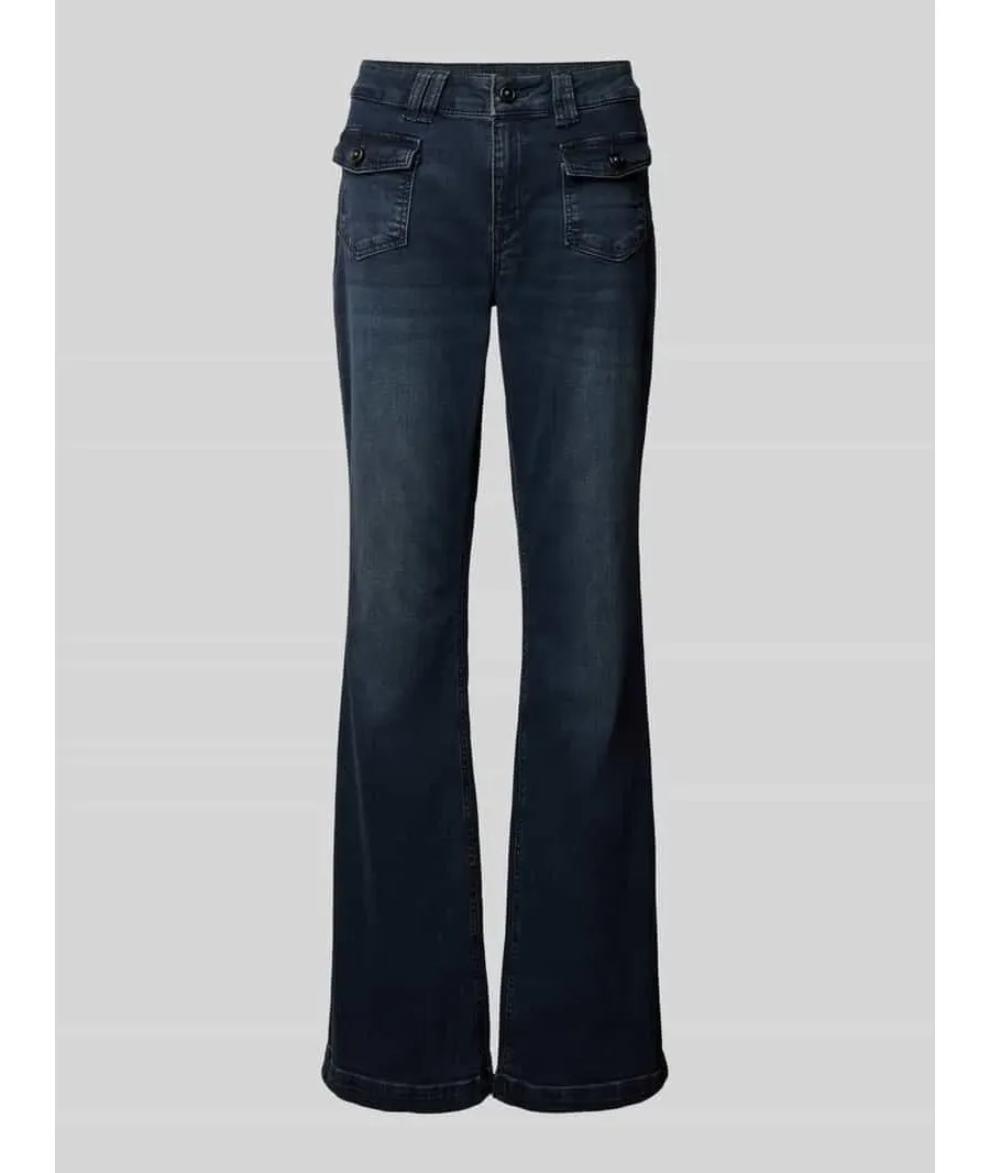 obrazek 1 Jeansy o rozkloszowanym kroju z czystej wiskozy z kieszeniami cargo