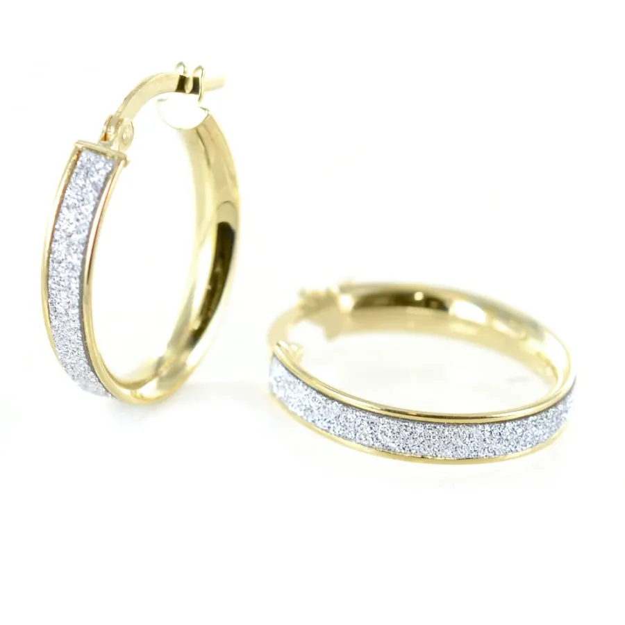 obrazek 5 Kolczyki damskie koła z żółtego złota i brokatu