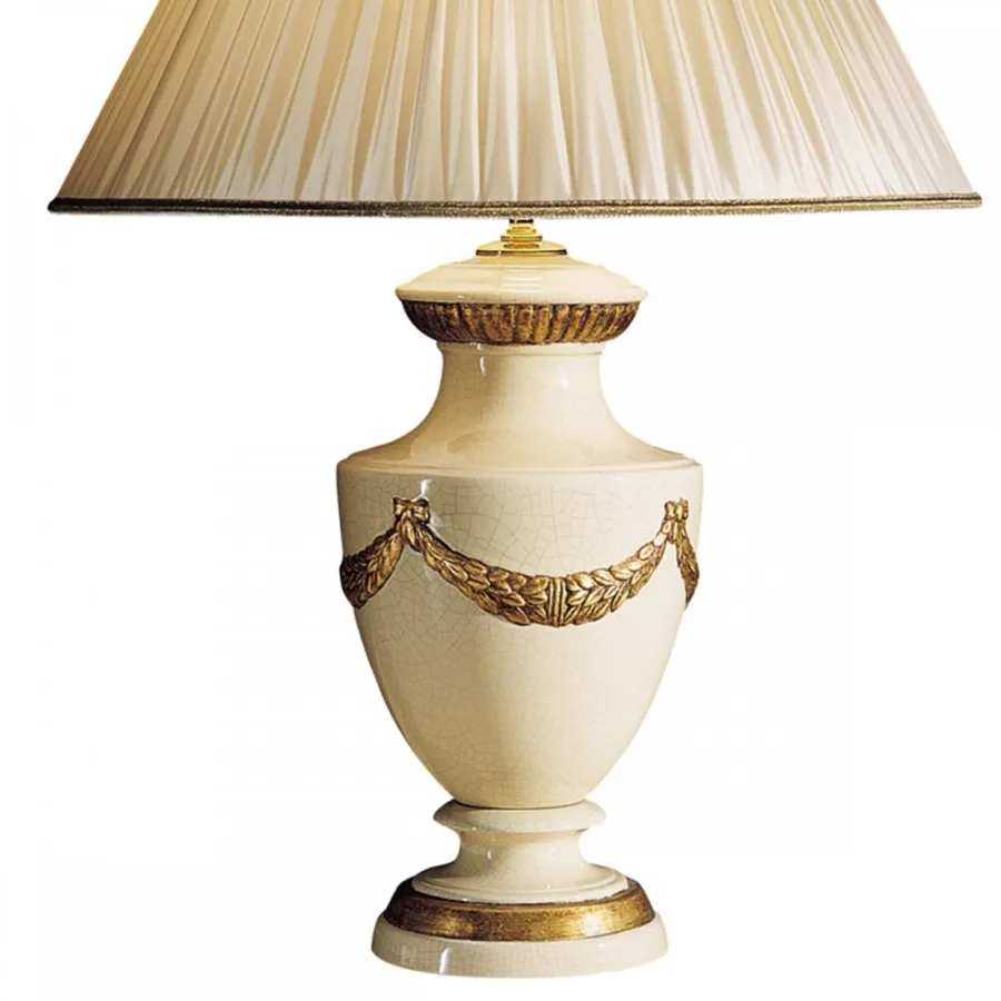obrazek 3 Lampa stołowa z glazurowanej ceramiki z reliefami H.46xL.24xP.24 cm