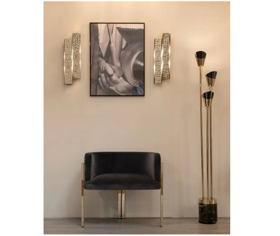 obrazek 4 Elegancka lampa podłogowa z mosiądzu i marmurową podstawą