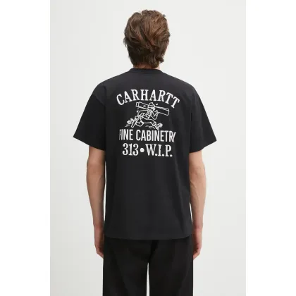 Zdjęcie Carhartt WIP t-shirt bawełniany S/S Cabinetry T-Shirt męski kolor czarny z nadrukiem I034779.0D2XX